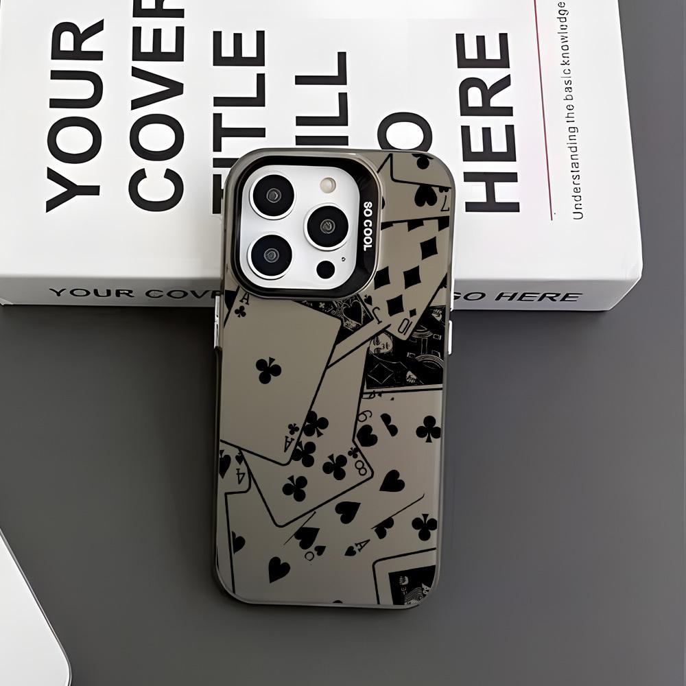 Черно-белый узор-коллаж с элементами покера чехол для телефона Для iPhone 11 12 13 14 15 16 17 XS XR X 12 13 Plus Pro Max SE серии