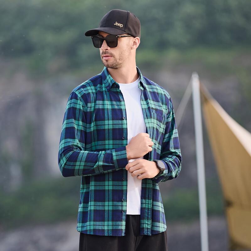 JEEP Men's Casual Plaid Long-Sleeve Shirt