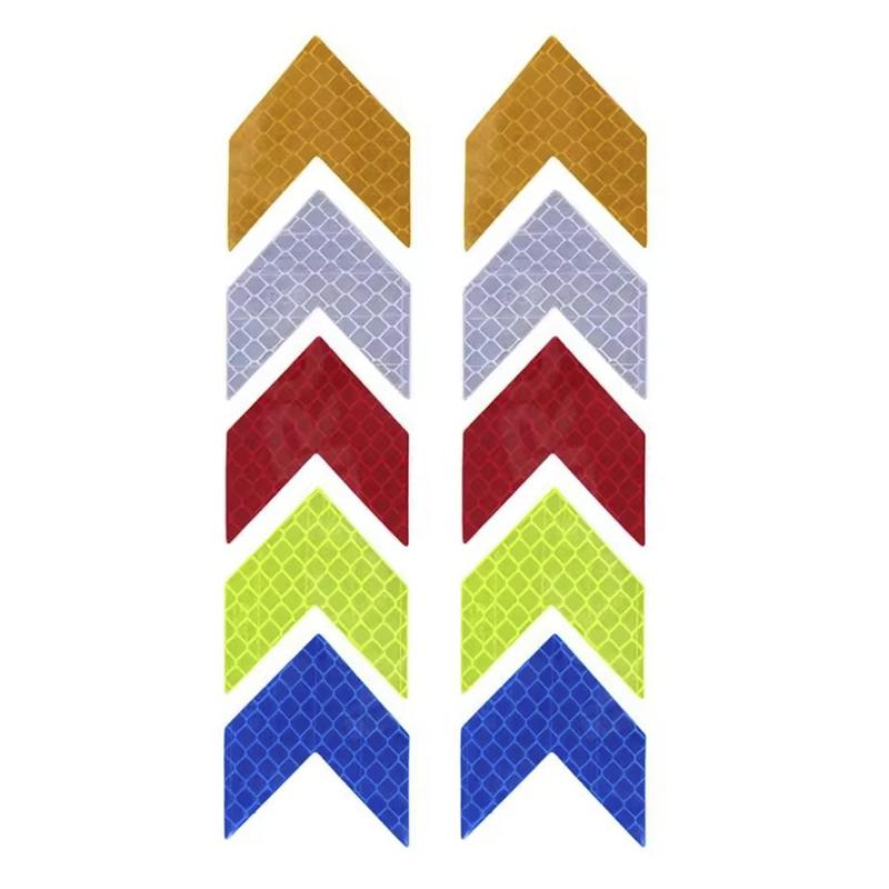 10Pcs 4.5*4cm Car Night Reflective Stickers,Safety Warning Tape,Blue/Red/White/Yellow/Fluorescence Green Car Decoration Stickers
