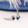 Huitan Noble Blue Cubic Zirconia Stud Earrings for Lady Ear Piercing Modern Fashion Design Eternity Women Earrings Bulk Jewelry