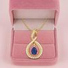 Blue Sapphire Infinity Teardrop Pendant - Sterling Silver
