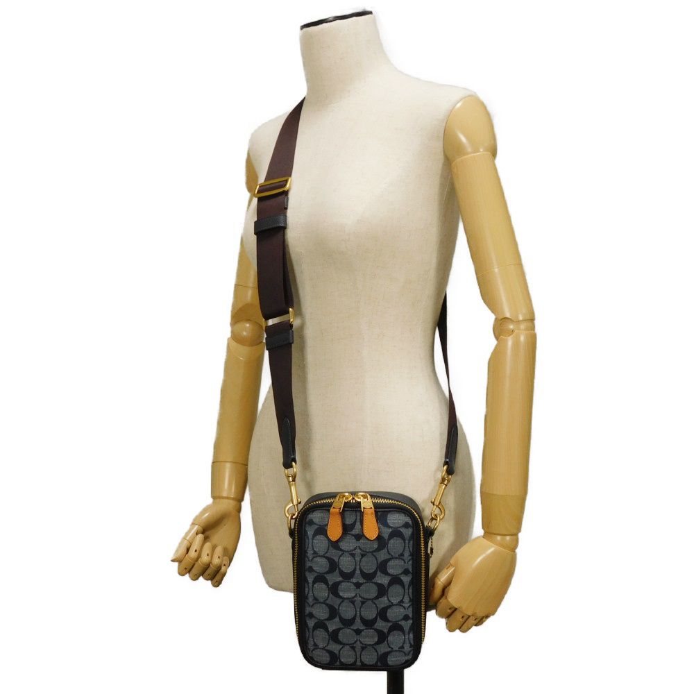 Used 9726 Stanton Crossbody Bag C8235 7921, Excellent Condition, Denim and Pebble Leather, All-Over Print Signature