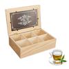 With Clear Lid Tea Bag Holder 6 Grids Desktop Organizer Sturdy Wooden Tea Box  Candy