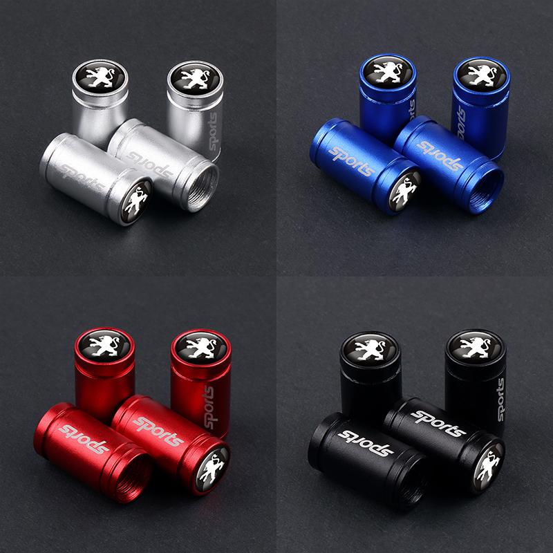 4pcs Car Wheel Tire Valve Caps Stem Emblem Cover Accessories For Peugeot 206 207 208 2008 3008 5008 306 307 508 106 107 308