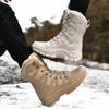 Men's Boots Outdoor Non-slip Work Boots Combat Desert Motorcycle Boots Winter Warm Plush Fur Snow Boots Waterproof Leather