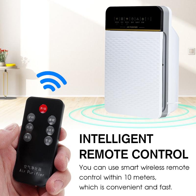 220V Remove Formaldehyde Smoke Dust Automatic Monitors Air Purifier with HEPA Filter Negative Ions Air Cleaner Remote Control