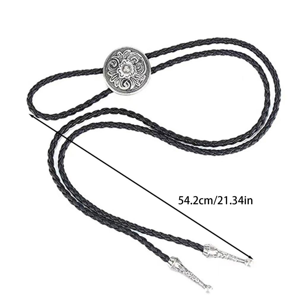 Elegant Bolo Tie with Engraved Pendant Cowboy Carving Necktie Western Necklace Cool Bola Tie Western Cowboy Costume