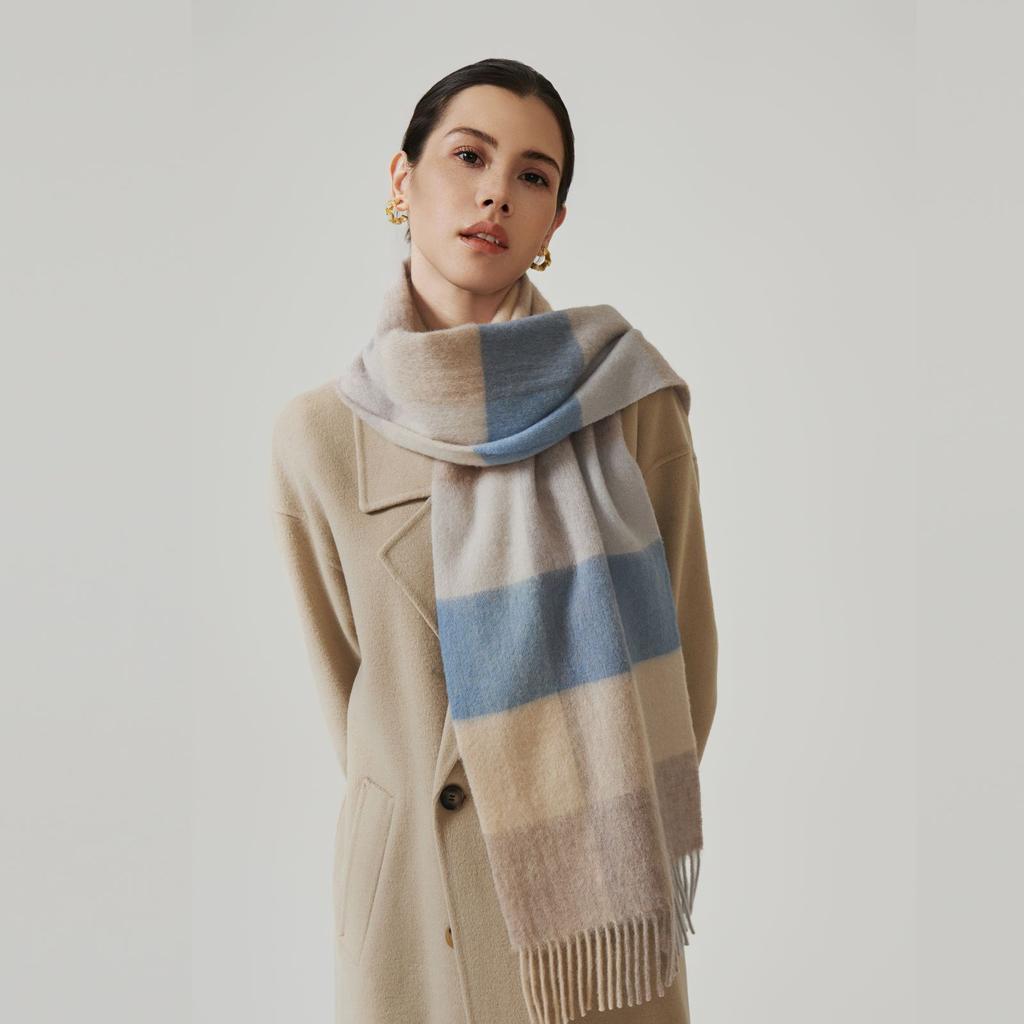 100% шерсть осенне-зимний новый стиль женский шерстяной шарф в британском стиле с высококачественным ощущением, универсальная мужская клетчатая утолщенная шаль с кисточками