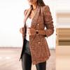 Autumn and Winter Women's Long-sleeved Double-breasted Suit Collar Printed Jacket