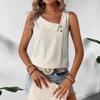 New Women's Casual Sleeveless Striped Top T-shirt with A Slanted Collar