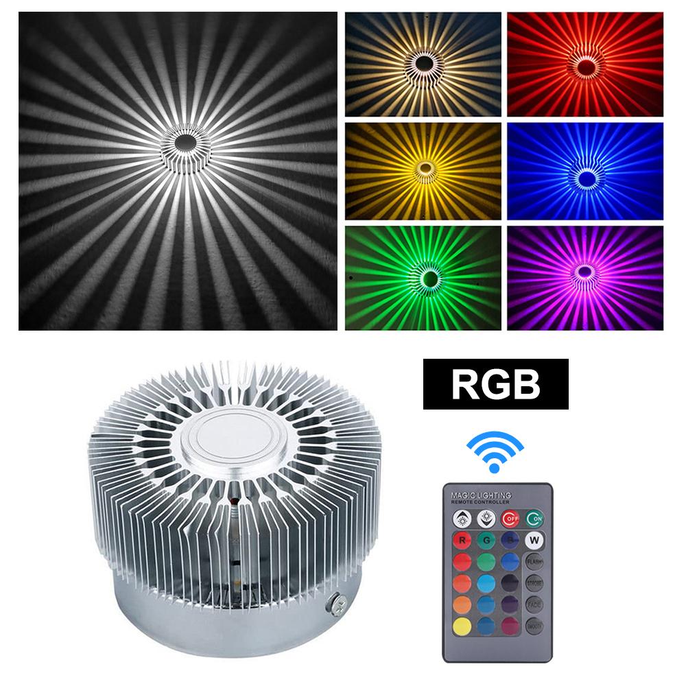 Внутренний светодиодный настенный светильник Sunflower 3W RGB настенный бра точечный светильник с дистанционным управлением для гостиной, коридоров, декора