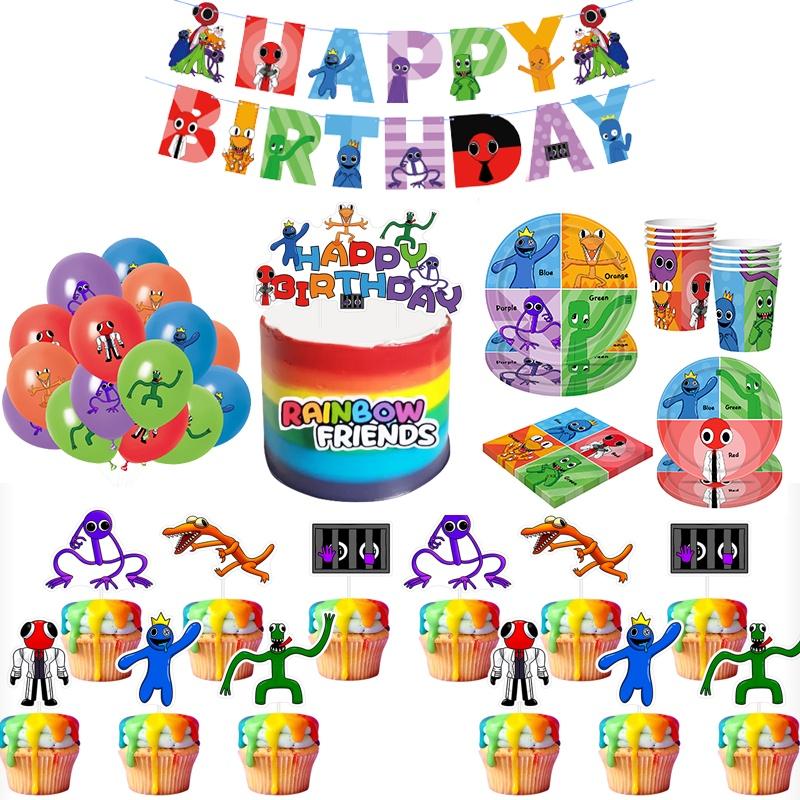 Набор для дня рождения Roblox Rainbow Friends: полный комплект с воздушными шарами, топпером для торта, баннером и многим другим!