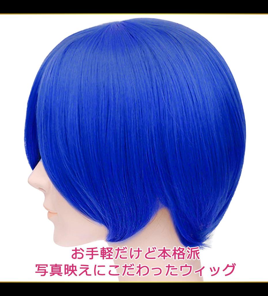 CaseEden Cosplay Wig, Premium, Smooth Short Bob, Dark Blue, WIG6116