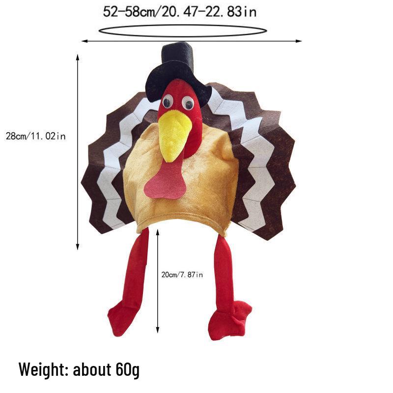 Thanksgiving Cartoon Turkey Plush Hat Decoration