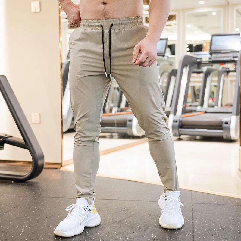 Спортивные штаны Ice Silk, мужские, летние, ультратонкие, охлаждающие, сухие, спортивные штаны для бега, дышащие, повседневные, для фитнеса