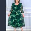 2024 European & American Plus Size Women's Mid-Length Print Dress