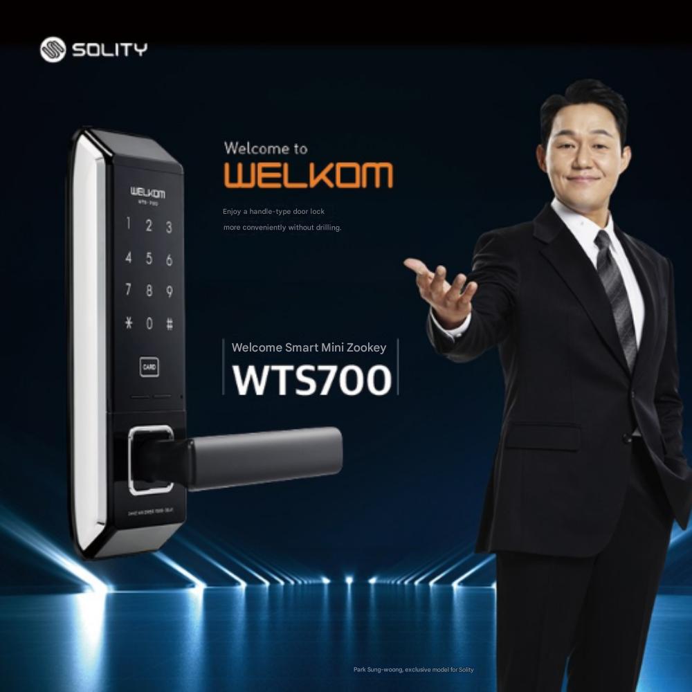 Solity WTS700 Без сверления, Карт-ключ 4 + Цифровой код, Цифровой замок для входной двери