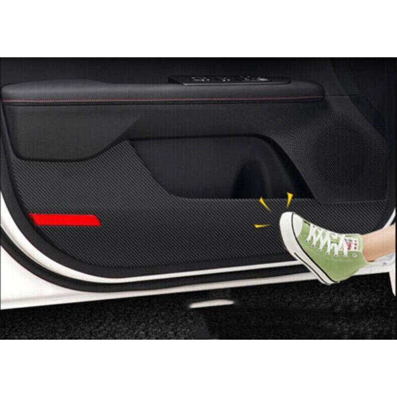 For Kia Forte 2019-23 Carbon Fiber Leather PU Door Anti-kick Panel Cover Trim 4x