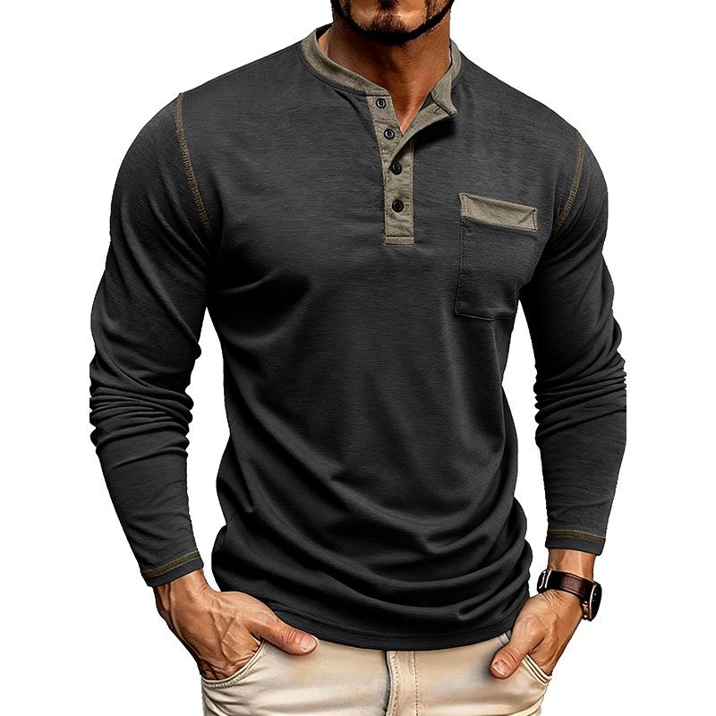 Мужская футболка с длинным рукавом и лоскутным узором