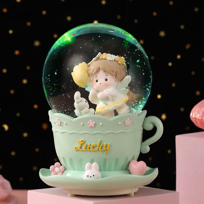 Rotating Carousel Music Box With Snow Globe Effect Kids Birthday Gift Decorative Resin Musical Toy