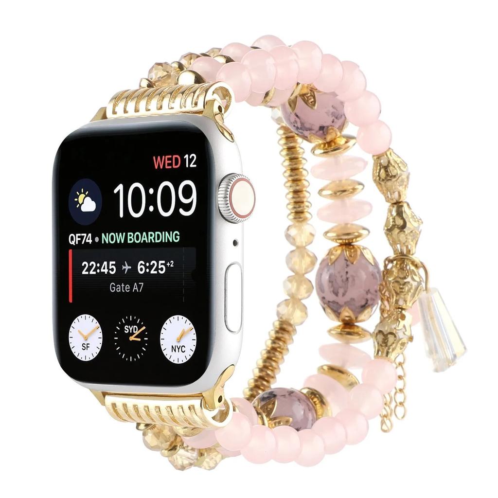 Ремешок-браслет для Apple Watch 7, 6 SE, 5, 4, 3, ремешок 38, 42 мм, 40 мм, 44 мм, 41 мм, 45 мм, женский ремешок для часов с жемчужным звеном, аксессуары для iwatch