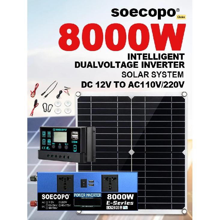 Солнечная система 8000 Вт DC12V/24V в 110V/220V Автономная инверторная система Контроллер 100А Панель 300 Вт для дома, автодома, кемпинга Сертификация CE