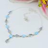 Natural Rainbow Moonstone, Larimar Gemstone 925 Solid Silver Necklace 18" N3C01