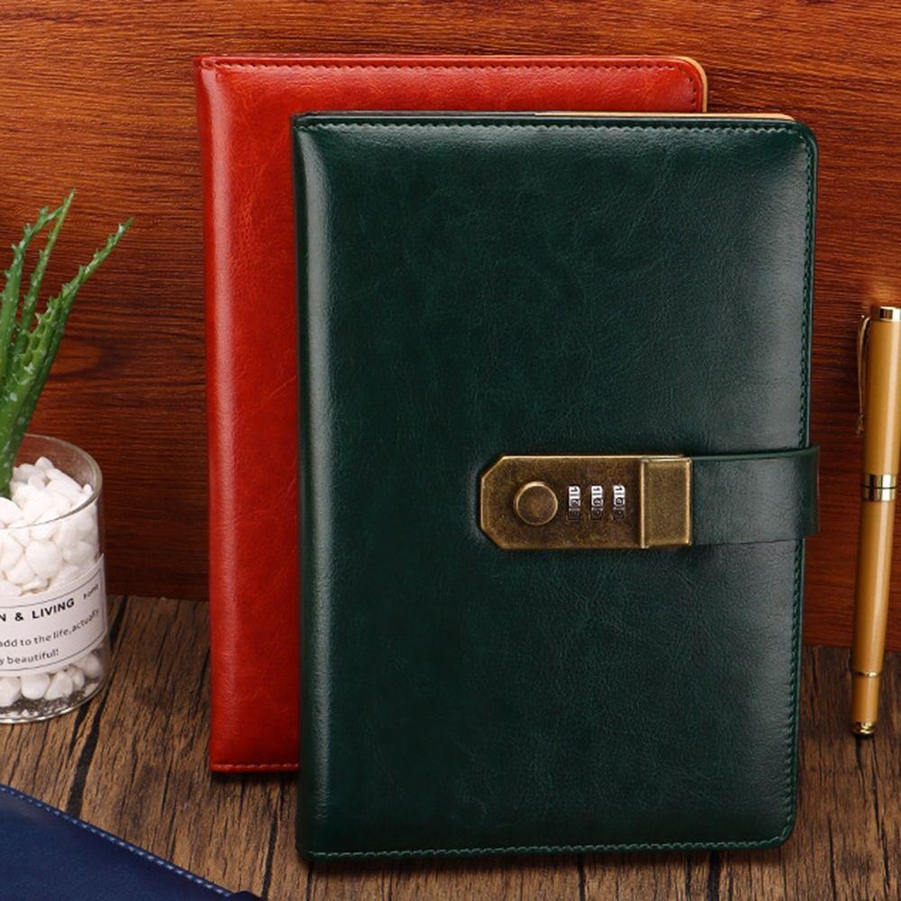 200 Pages Password Lock Notebook with Coded Lock Diary Book Retro Student Notepad Stationery