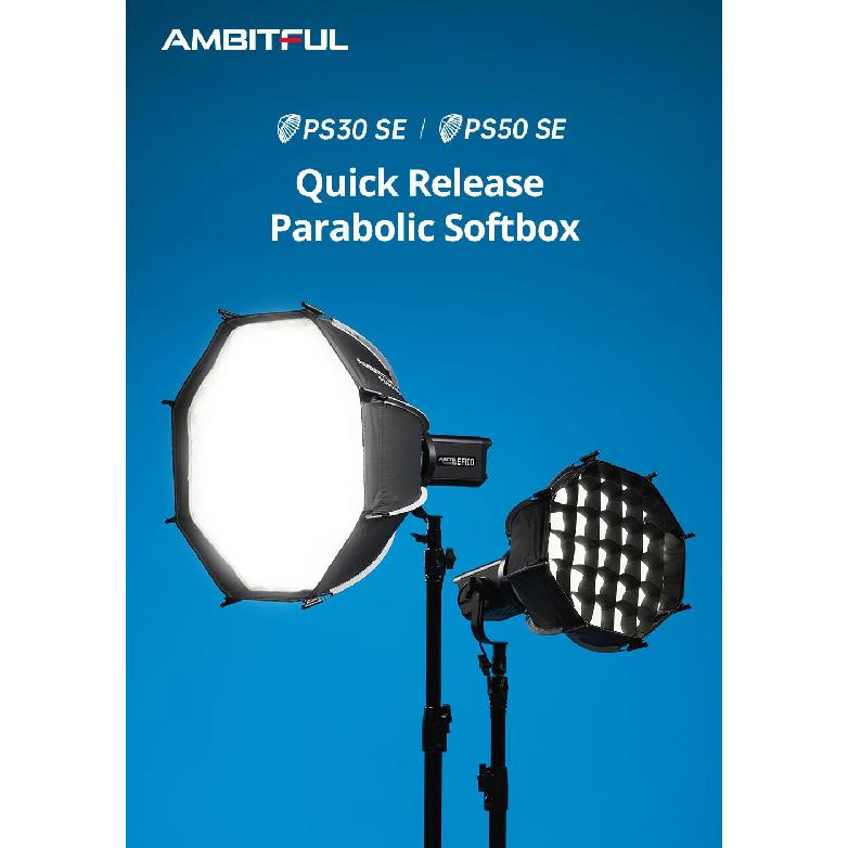 AMBITFUL PS30/PS50 SE 30cm 55cm Quickly Release Bowens Mount Octagon Softbox + Honeycomb Grid Outdoor mini SoftBox for LED Flash