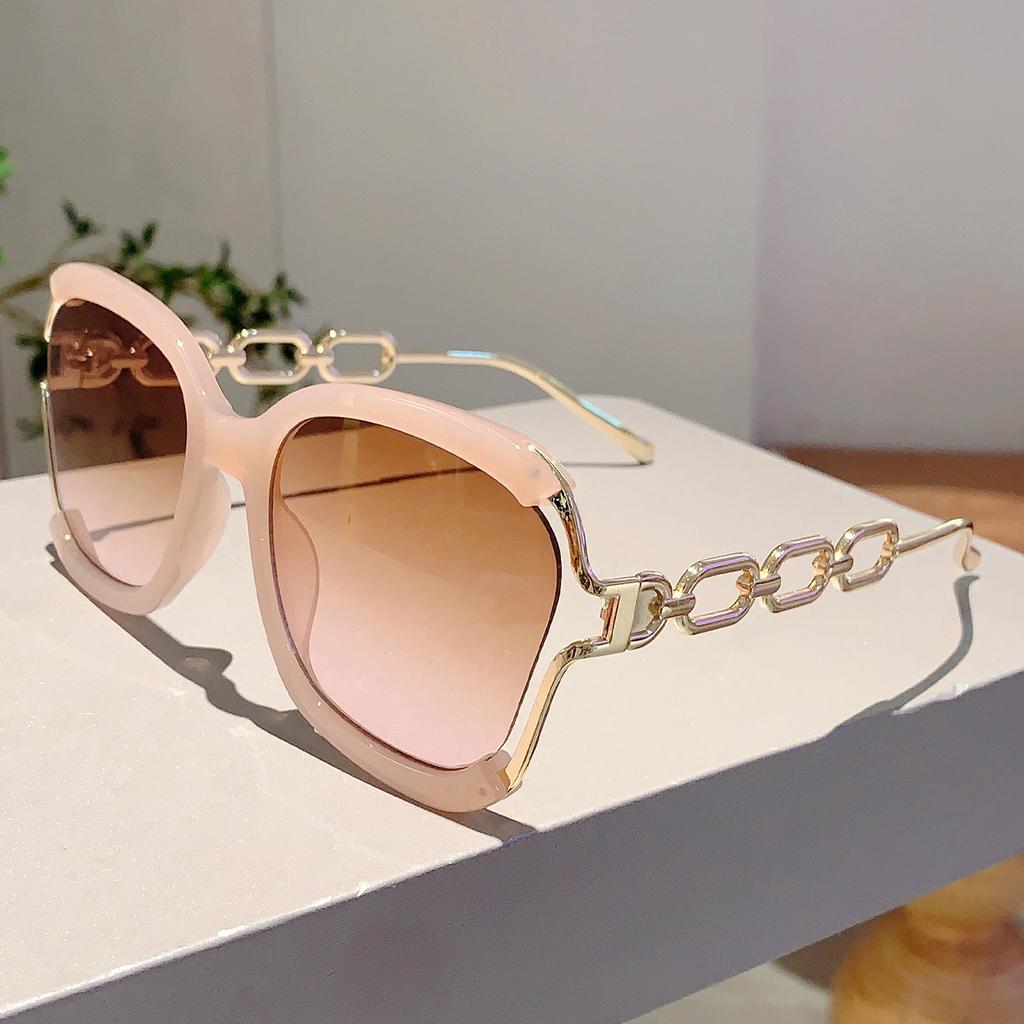 Новинка моды Металлические цепочки Затененные очки Роскошный бренд Декорация Женские Солнцезащитные очки Винтажный Дизайнерские Уличные Солнцезащитные очки