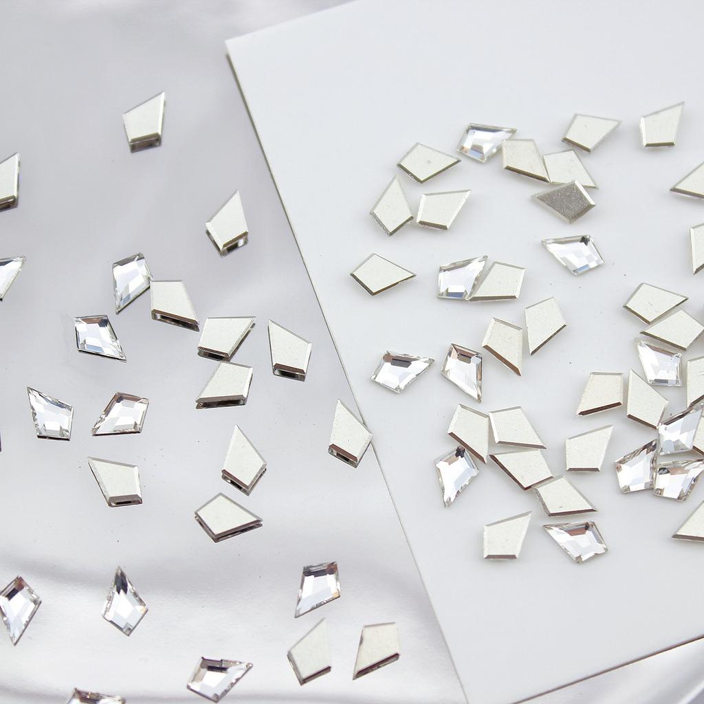 Super Flash K9 White Crystal Flat Bottom Inverted Edge Nail Art Diamond Prism 1:1 Imitation Huazi Inverted Edge Does Not Fall Off The Bottom Nail Art