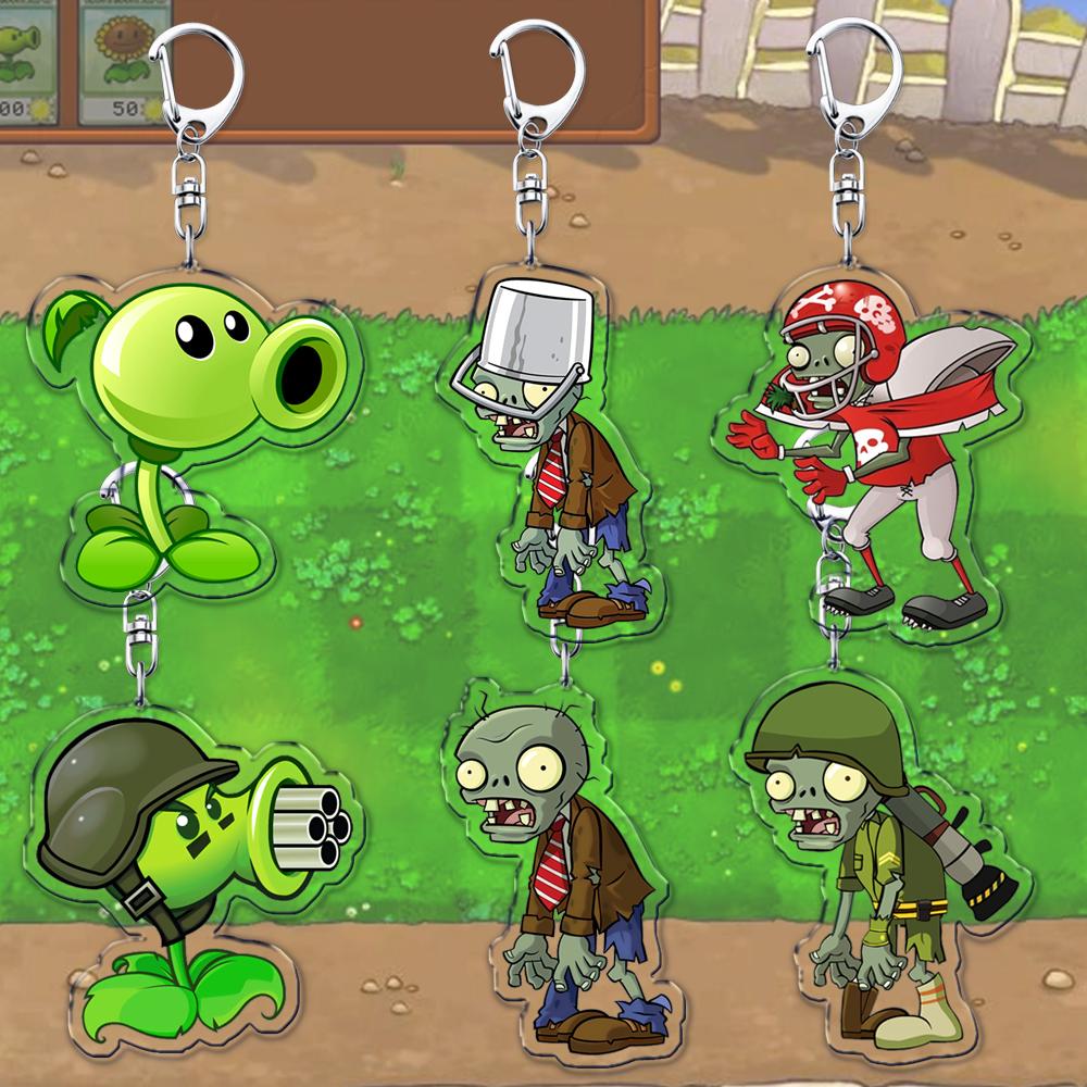 Ключевые брелоки для аксессуаров из видеоигры Plants Vs Zombies Сумка Подсолнух Горохострел Садовая Война Брелоки Украшения Для Фанатов Игроков Подарки