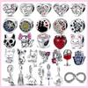 925 Silver Sister Heart Wedding Charm For Original Bracelet Cat Nurse Angel Jewelry Beads Spacer Stopper
