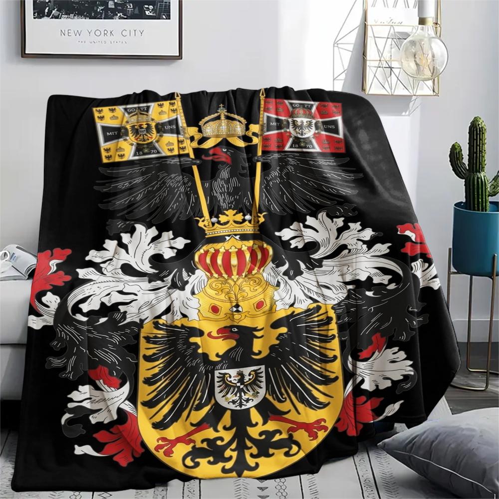 1PC German Empire Print Flannel Blanket, High quality Comfortable for All Seasons, Home Decor, Warmth and Comfort, Perfect for Christmas Gifts
