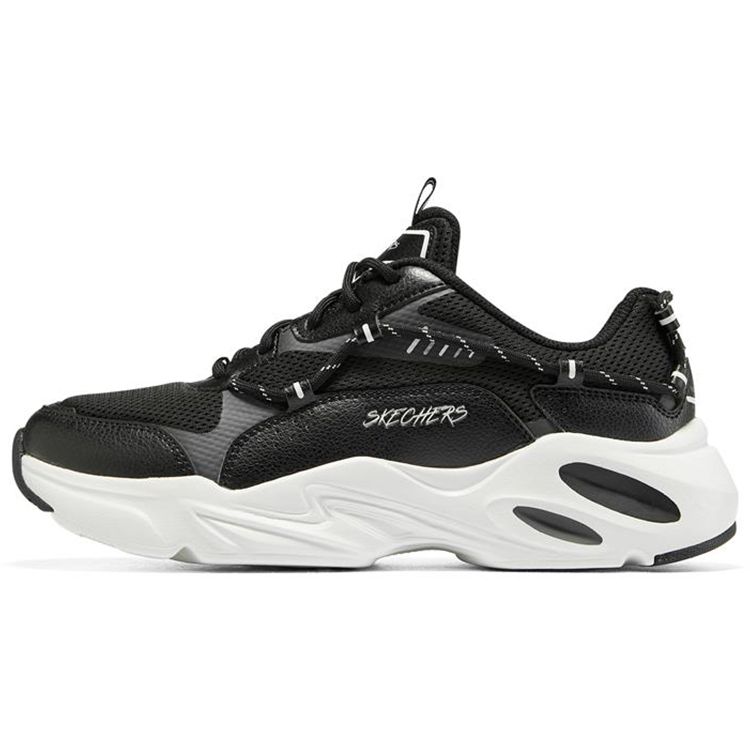 Skechers Stamina Легкая ткань Кожа Спортивный Комфорт Низкие Повседневная обувь Женские кроссовки Черный Белый 896078-BKW