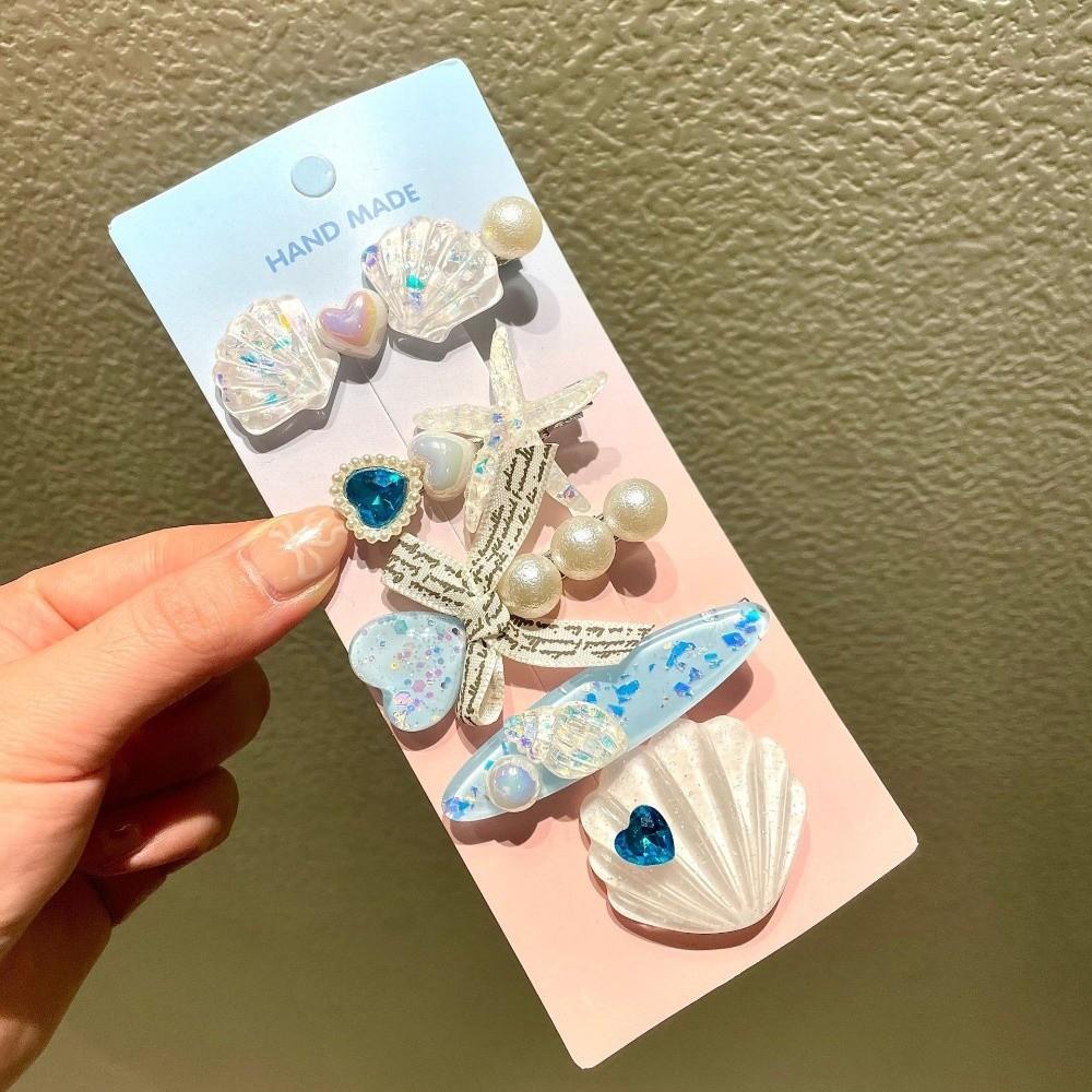 5pcs Ocean Series Mermaid Hairpins Pearl Barrette New Shell Starfish Hair Clips Hair Accessories