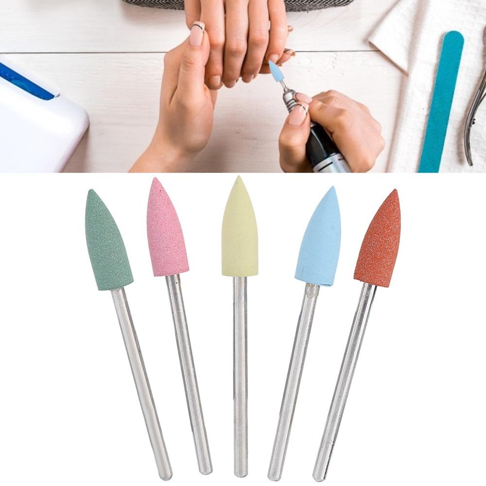 5PCS Stainless Steel Pedicure Drill Bits Silicone Rubber Silicone Nail Drill Bits Nail Care