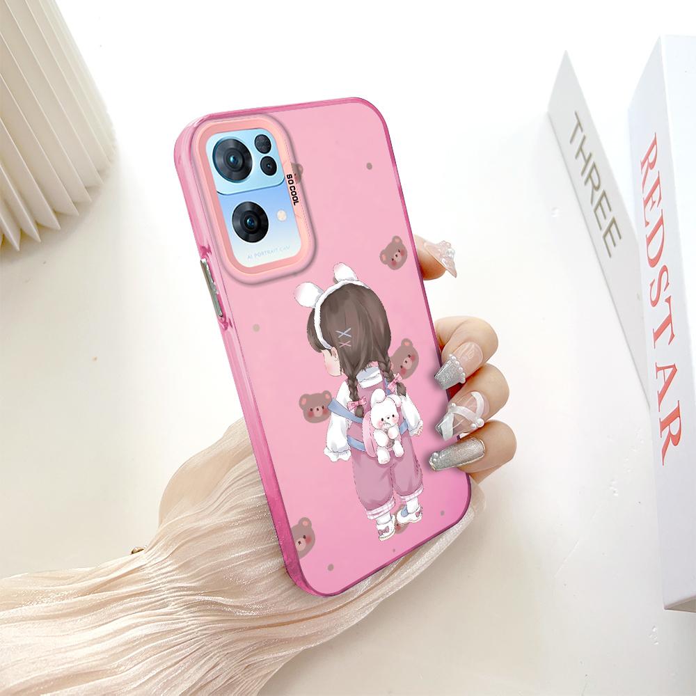 Окрашенный узор, цветной серебристый, двухсторонний, жесткий, противоударный чехол для телефона с защитой от падений для OnePlus OPPO Reno Realme