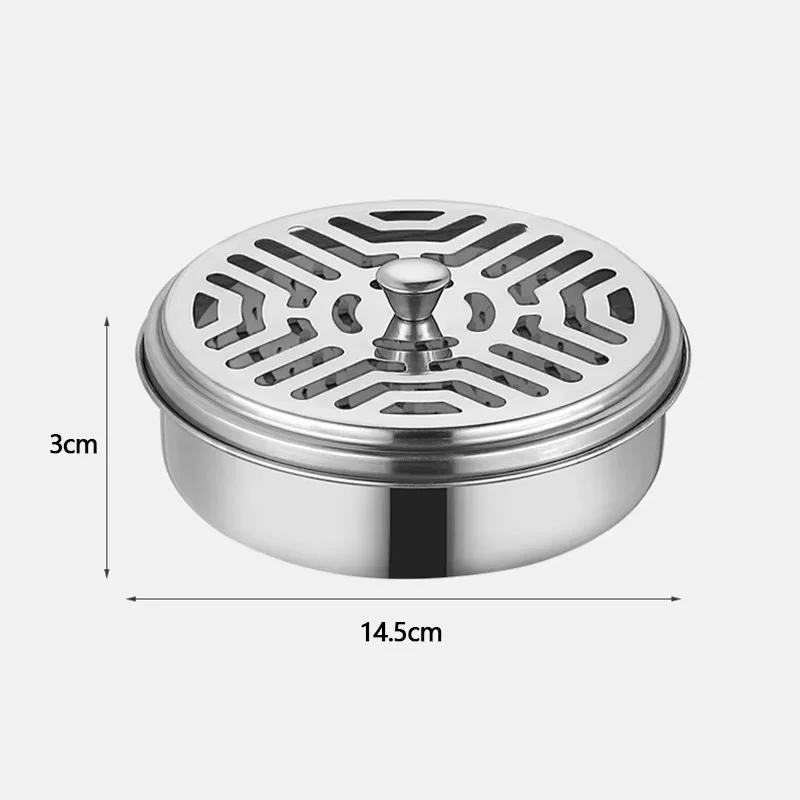 1PC Stainless Steel Mosquito Incense Box with Cover Mosquito Incense Plate Nail Teeth Mosquito Incense Tray Fire