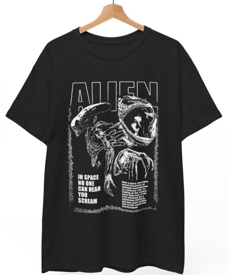 Alien "SPACE" Blk Shirt, Movie Shirt, Music Shirts, Gift Tee For Friends, Unisex
