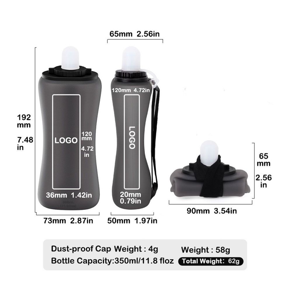 350ml Capacity Foldable Water Bottle Food Grade Silicone Travel Foldable Cup Mountain Biking