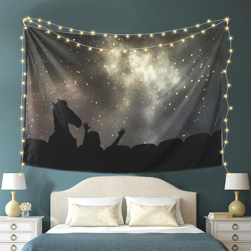 Starry Sky Silhouette Tapestry Healing Mourning Anime Background Cloth Anime Enthusiast Atmosphere Room Decoration