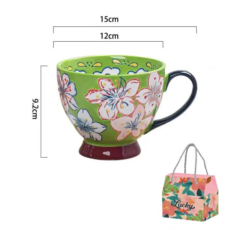 1 шт. 500 мл керамическая чашка расписанная вручную большая емкость чашка для овсянки пригодная для микроволновки керамическая кружка чашка для завтрака подарок на День матери подарочная коробка