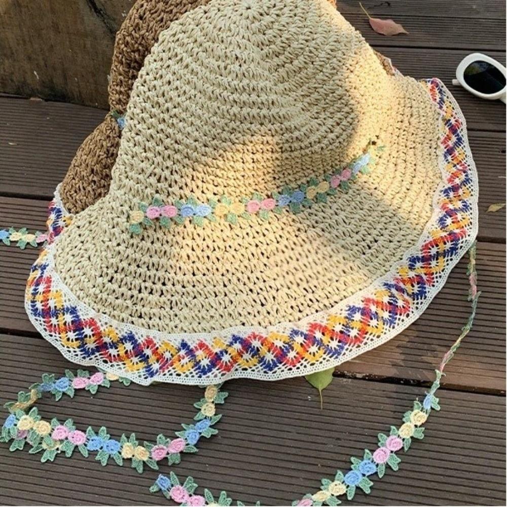 Ethnic Style Straw Hat Large Brim Sun Protection Hat Fashionable Fisherman's Hat Vacation
