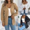 Early Autumn Casual Hollowed-out Lantern Long-sleeved Cardigan Sweater Mid-length Coat Women's Wear