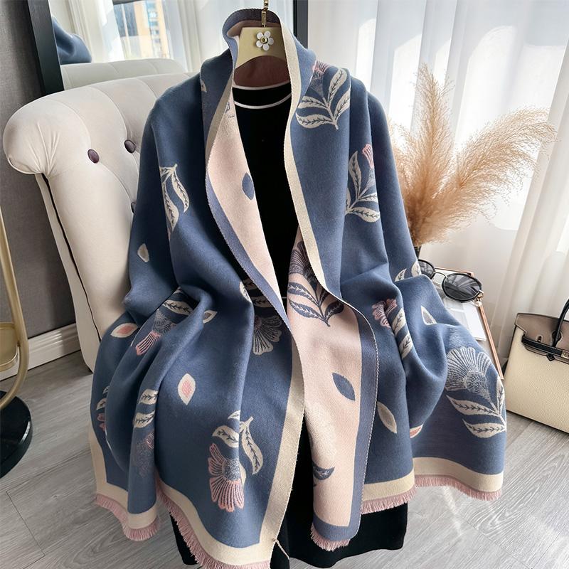 Printing Winter Women Cashmere Scarf Thick Warm Pashmina Shawls Wraps Floral Print Lady Blanket Hijab Female New