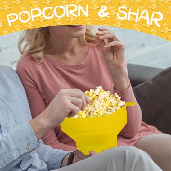 Силиконовая миска для попкорна в микроволновой печи с крышкой, большая емкость, пищевой класс, не содержит бисфенола А, термостойкая складная чаша для приготовления попкорна