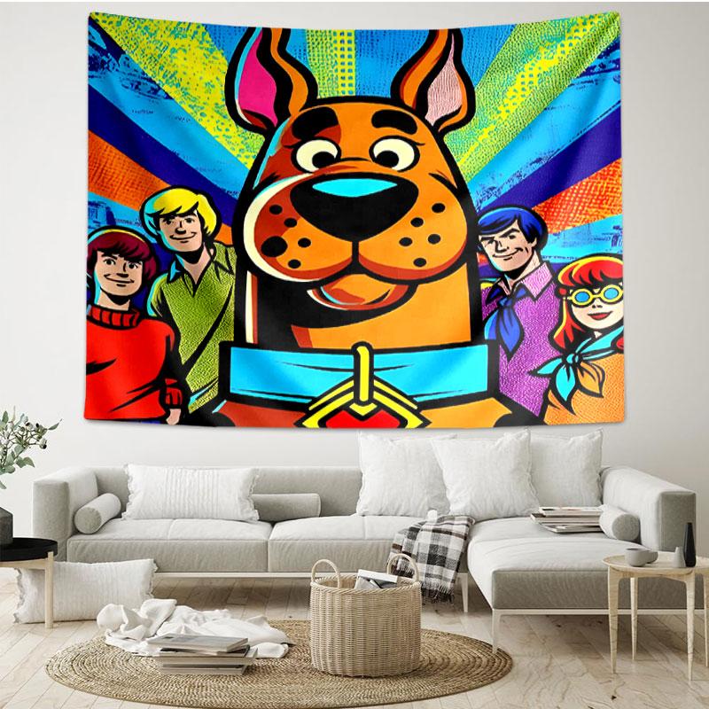Scooby Print Tapestry - Portable Wall Decor Cloth, for Home, Dorm, Travel, Bedroom, Living Room - Ideal Birthday Housewarming Gift