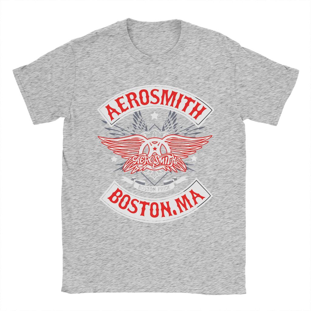 Vintage T Shirt Summer AEROSMITH BOSTON MA Fashion T Shirts Pure Cotton Tshirt for Man Aesthetic Plus Size Short Sleeve Tees