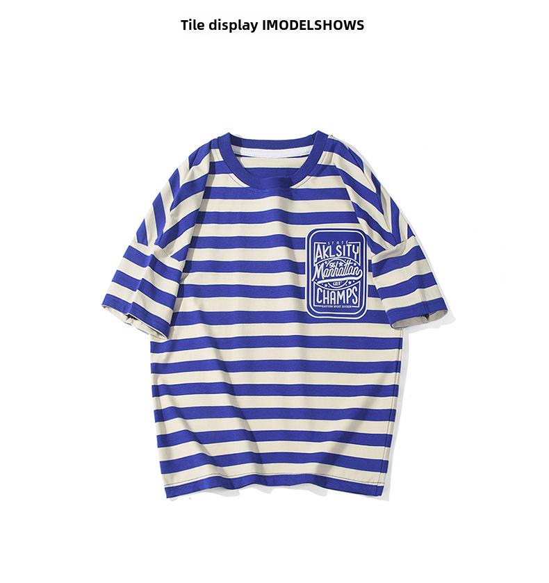 Детская полосатая футболка в корейском стиле - хлопок, короткий рукав, модный летний топ для мальчиков